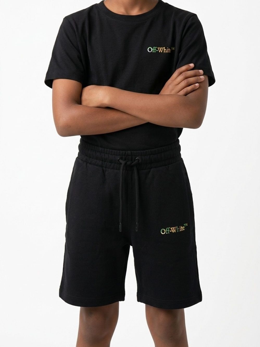 OFF WHITE | NEW Kids Black Sketch Logo Print Track Shorts Youth Size 4